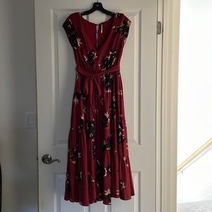 Free People Short Sleeve Floral Maxi Sz 0
